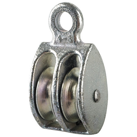 PEERLESS Double Pulley Block, Fibrous Rope, Not Rated Max Load, Electro-Galvanized 3-080-04-86-