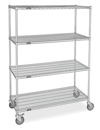 ZORO SELECT Flat Shelf Wire Cart, 24 In. W SS-2448-74LZF