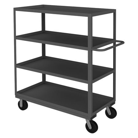 ZORO SELECT Utility Cart with Lipped Metal Shelves, Steel, Flat, 4 Shelves, 3,000 lb RSC-244860-4-3K-95