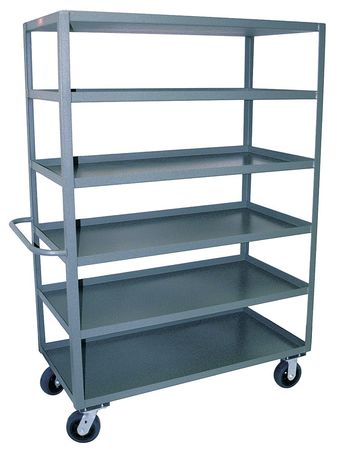 JAMCO Steel Utility Cart with Lipped Metal Shelves, Flat, 6 Shelves, 3,000 lb CF348P600GP