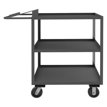 Zoro Select Order-Picking Utility Cart with Lipped Metal Shelves, Steel, Flat, 3 Shelves, 3,000 lb OPC-243648-3-6PH-95