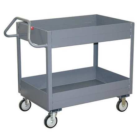 JAMCO Steel Utility Cart with Deep Lipped Metal Shelves, Ergonomic, 2 Shelves, 1,200 lb EK136P500GP