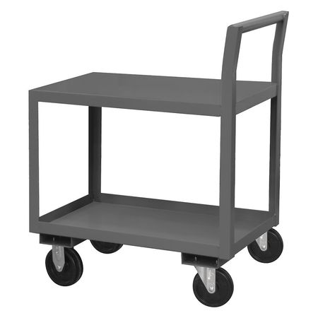 Zoro Select Low-Profile Utility Cart with Lipped & Flush Metal Shelves, Steel, Raised, 2 Shelves, 1,400 lb LDO-243639-2-5PO-95