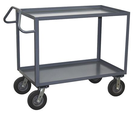JAMCO Utility Cart with Lipped Metal Shelves, Steel, Ergonomic, 2 Shelves, 1,200 lb LR348Z800GP