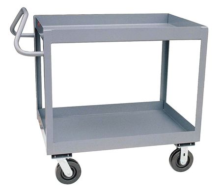 JAMCO Utility Cart with Deep Lipped Metal Shelves, Steel, Ergonomic, 2 Shelves, 2,400 lb NG136P600GP