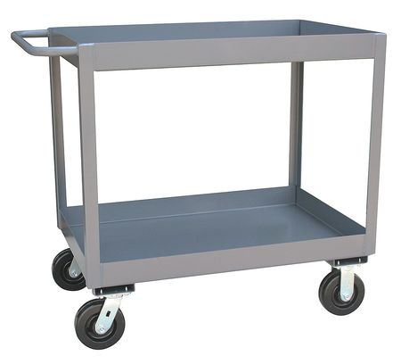 JAMCO Utility Cart with Deep Lipped Metal Shelves, Steel, Flat, 2 Shelves, 2,400 lb NT248P600GP