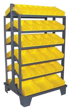 JAMCO Steel Sloped Shelf Bin Stand, 36 in W x 64 in H x 30 in D, 12 Shelves, Gray RR336GP