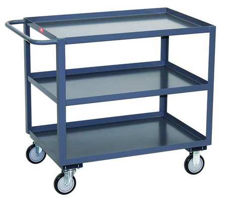 JAMCO Utility Cart with Lipped Metal Shelves, Steel, Flat, 3 Shelves, 1,200 lb SC448P500GP