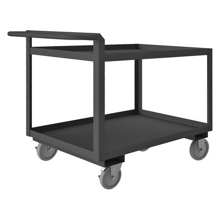 Zoro Select Utility Cart with Lipped Metal Shelves, Steel, Flat, 2 Shelves, 1,200 lb RSCR-243036-ALU-5PU-95
