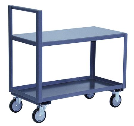 JAMCO Low-Profile Utility Cart with Lipped & Flush Metal Shelves, Steel, Raised, 2 Shelves, 1,200 lb SH136P500GP