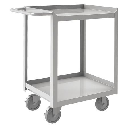 ZORO SELECT Corrosion-Resistant Utility Cart with Single-Side Flush Metal Shelves, Stainless Steel, Flat SRSC1618242FLD5PU