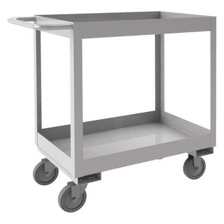 ZORO SELECT Stainless Steel Corrosion-Resistant Utility Cart with Deep Lipped Metal Shelves, Flat, 2 Shelves SRSC32016302ALU4PU