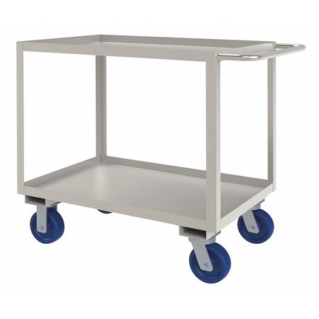 ZORO SELECT Corrosion-Resistant Utility Cart with Lipped Metal Shelves, Stainless Steel, Flat, 2 Shelves SRSC1624362ALU6PU