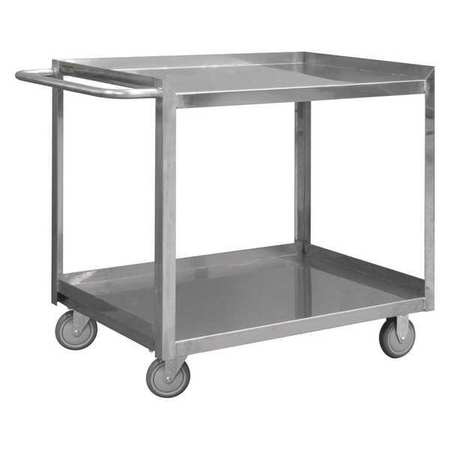 Zoro Select Corrosion-Resistant Utility Cart with Single-Side Flush Metal Shelves, Stainless Steel, Flat SRSC2022362FLD4PU