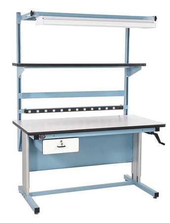 PRO-LINE Hand Crank Ergonomic Work Benches, Laminate, 72" W, 30" to 42" Height, 330 lb., Cantilever BIB17