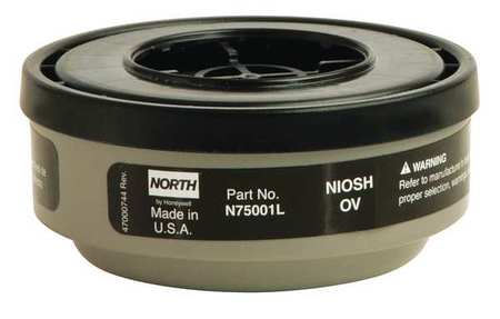 Honeywell North Cartridge, Organic Vapor (OV), Threaded, Black, 1 Pair N75001L