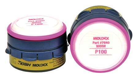 MOLDEX Combination Cartridge/Filter, Bayonet, OV, AM, CL, FM, HC, HF, MA, SD, HS, P100, Magenta, Olive 7640