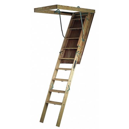 Louisville Attic Ladder, Wood, 7 ft. to 8 ft. 3/4" Ceiling Height Range, 350 lb. Load Capacity, ANSI Type IA S305P