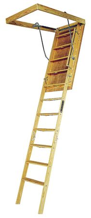 Louisville Attic Ladder, Wood, 8 ft. 3/4" to 10 ft. Ceiling Height Range, 350 lb. Load Capacity, ANSI Type IA L305P