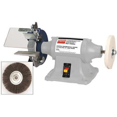 DAYTON Bench Grinder, 6 in Max. Wheel Dia, 5/8 in Max. Wheel Thickness, 36 Grinding Wheel Grit 16W005