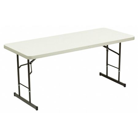 Iceberg Rectangle Adjustable Folding Table, 30 in W, 72 in L, 25 in to 35 in H, Platinum 65623