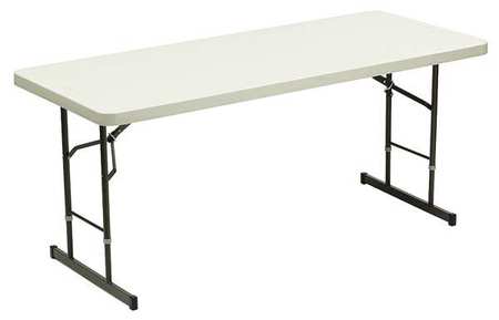 Iceberg Rectangle Adjustable Folding Table, 30 in W, 72 in L, 25 in to 35 in H, Platinum 65623