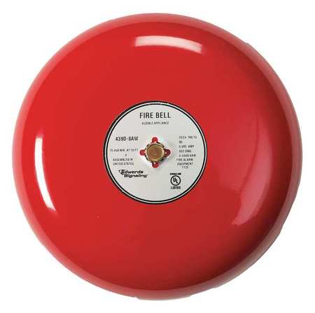 Edwards Signaling Fire Bell, Red, 8 In. 438D-8N5-R