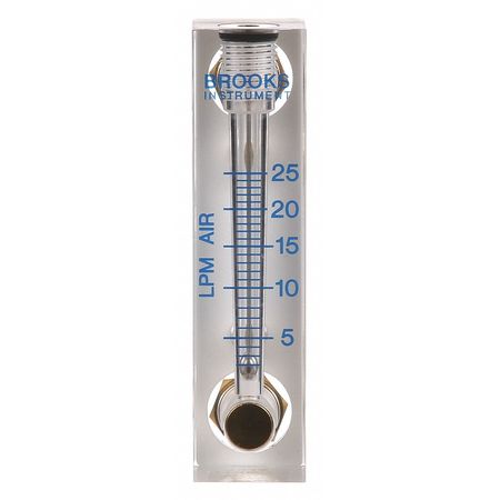 Brooks Flowmeter, Air, 2 to 25 LPM, Buna-n Seal 2510A2A16BNBN