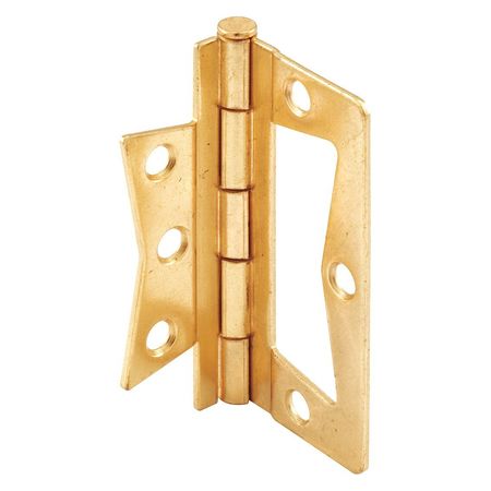 PRIMELINE TOOLS 1" W x 3" H Brass Plated Door Hinge, Bi-Fold, Non Mortise Brass, PK2 MP7335