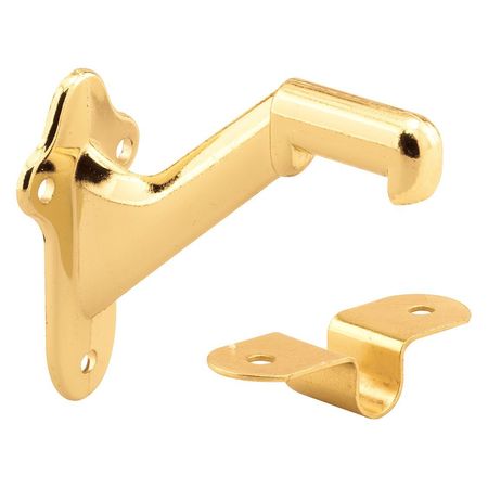 PRIMELINE TOOLS Hand Rail Bracket, Brass Plated Zinc Diecast with Stamped Steel Clip (4 Pack) MP9046-4