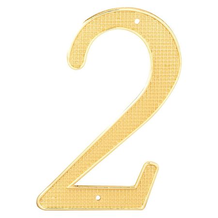 Primeline Tools House Numbers, "2", 4", Brass Finish, PK5 MP4282-5