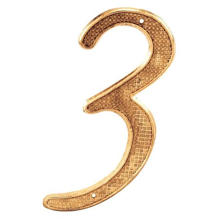 Primeline Tools 4 in. House Number 3, Diecast, Brass Finish (5 Pack) MP4283-5