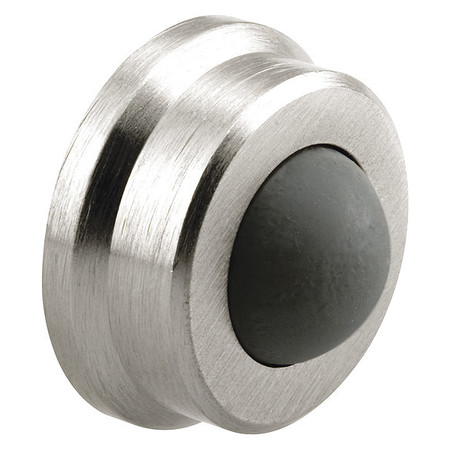 PRIMELINE TOOLS Wall Stop, 1 in. Outside Diameter, Cast Brass, Brushed Chrome w/Rubber Bumper (Single Pack) MP4647-1