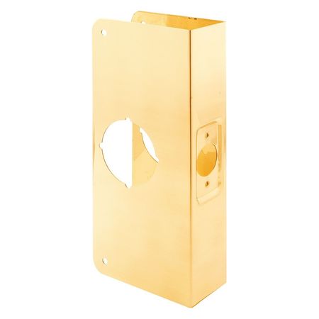 PRIMELINE TOOLS Lock and Door Reinforcer, 2-1/8 in. x 2-3/4 in. x 1-3/4 in., Brass (Single Pack) MP9542