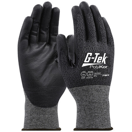 G-TEK POLYKOR Knit Gloves, A4, Gray, 9.5" L, L, PR 16541L