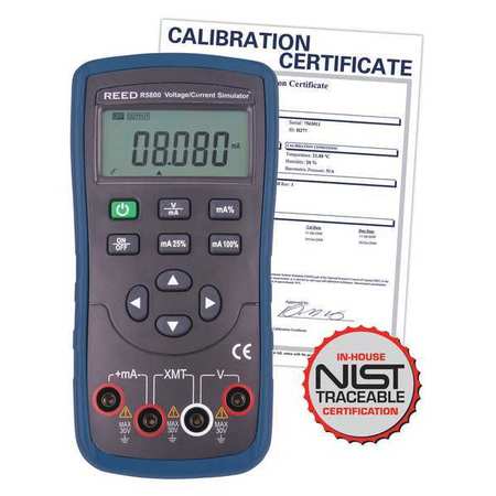 REED INSTRUMENTS Voltage/Current Simulator, 10V/20mA with NIST Calibration Certificate R5800-NIST