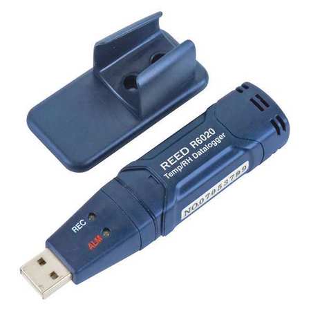 Reed Instruments Temperature and Humidity USB Datalogger, -40 to 158°F (-40 to 70°C), 0-100%RH R6020