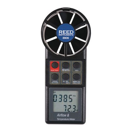 Reed Instruments Vane Thermo-Anemometer, CFM (Air Volume) 8906