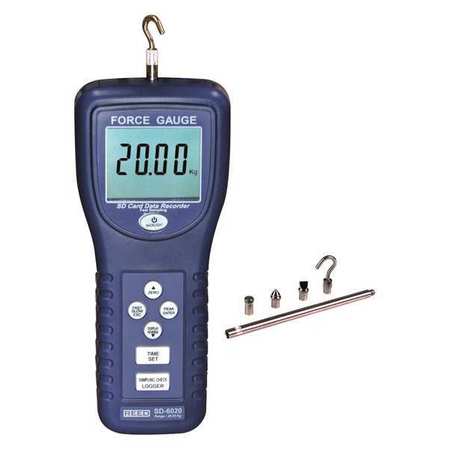 REED INSTRUMENTS SD Series Force Gauge Datalogger, 44lbs (20kg) SD-6020