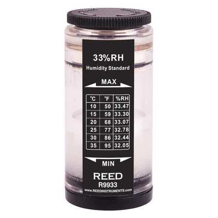 REED INSTRUMENTS Humidity Calibration Standard, 33%. For use with REED R6001, R6200, SD-3007, R9900 and 8706. R9933