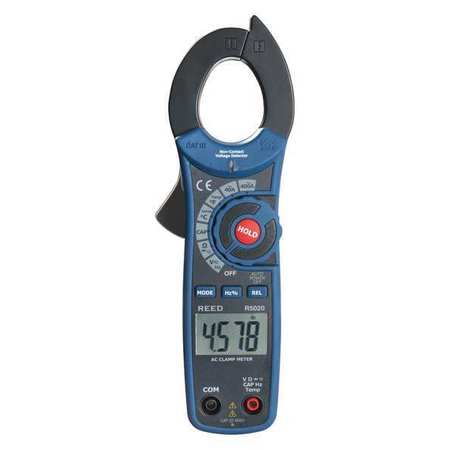 REED INSTRUMENTS AC Clamp Meter with Temperature and Non-Contact Voltage Detector, 400A R5020