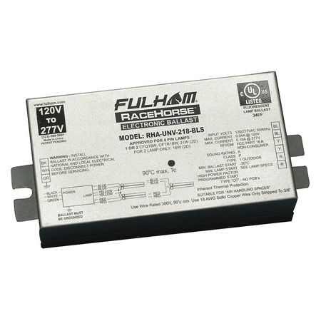 FULHAM CFL PS Ballast, Univ, 1/2, 18W, BLS, Linear RHA-UNV-218-BLS