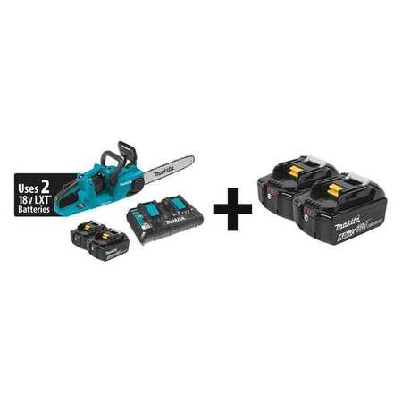 MAKITA 14" 18V 5.0Ah Battery Powered Chain Saw Kit XCU03PT + BL1850B-2