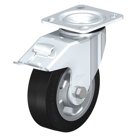 BLICKLE Swivel Plate Caster, Solid Rubbr, 8", Brake, Overall Height: 9.45" LEH-ALEV 200K-14-FI