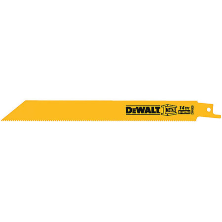 Dewalt 8" 14 TPI Straight Back Bi-Metal Reciprocating Blade (5 pack) DW4809