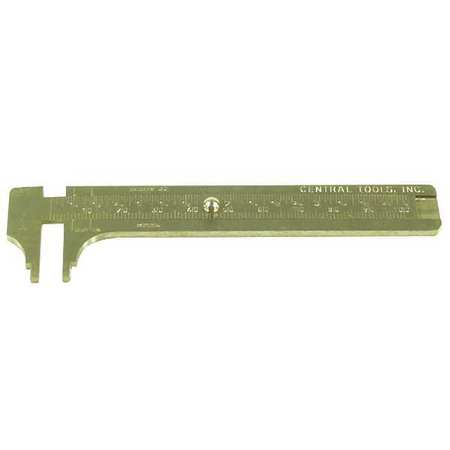 CENTRAL TOOLS Brass Slide Rule Caliper, 5" 06506-00