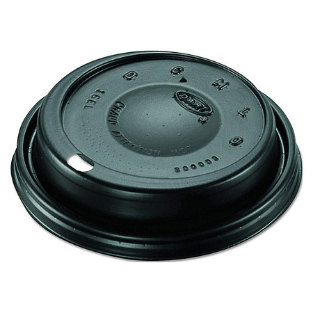 Dart Lid for 12 to 24 oz. Hot Cup, Dome, Sip Through, Black, Pk1000 16ELBLK