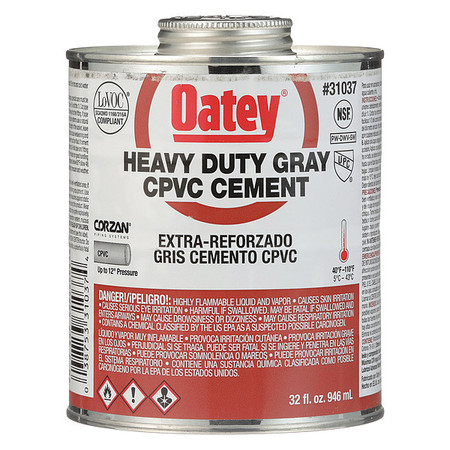 OATEY CPVC Cement, Heavy Duty, Gray, 32 oz. 31037