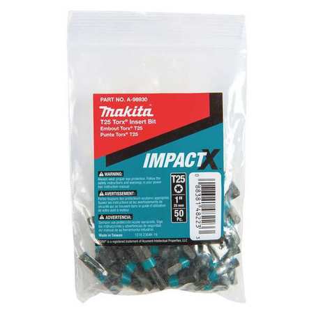 Makita T25, Torx, Insert Bit, 1", PK50 A-98930