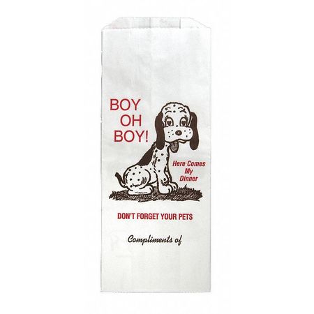 CROWNHILL White Printed Doggie Bags Traditional Design, 5 x 2 3/4 x 12", PK 500 E-7072